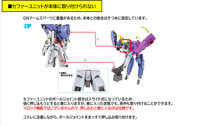 METAL BUILD GNアームズ TYPE-E セファーユニットが本体に取り付けられない